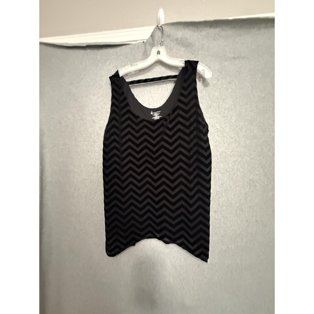 Lane Bryant Tank Top Womens 18/20 Black Scoop Neck Velvet Chevron Lined Plus